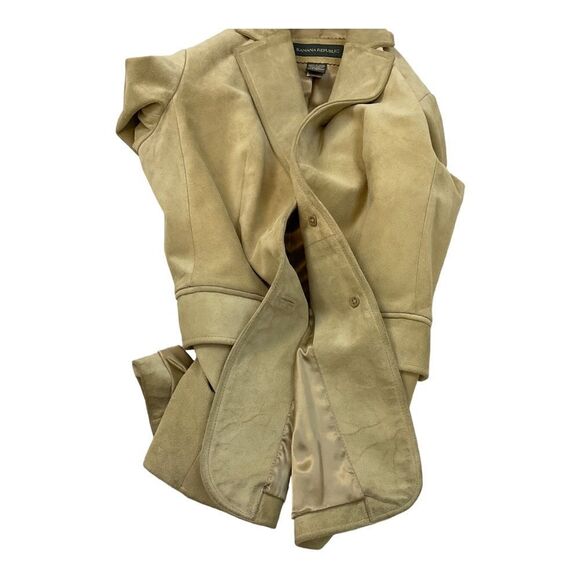 Banana Republic Women's Beige Tan Suede Leather Blazer Jacket Size 4 - Picture 12 of 15